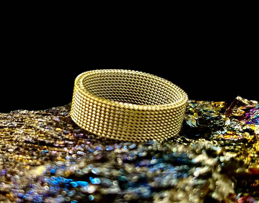 Unisex Stainless Steel Mesh Ring – Flexible, Modern Band in Black, Rose Gold & Silver Tones