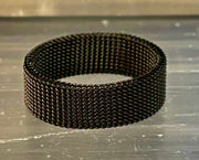 Unisex Stainless Steel Mesh Ring – Flexible, Modern Band in Black, Rose Gold & Silver Tones