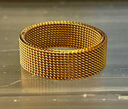 Unisex Stainless Steel Mesh Ring – Flexible, Modern Band in Black, Rose Gold & Silver Tones