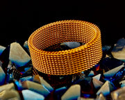 Unisex Stainless Steel Mesh Ring – Flexible, Modern Band in Black, Rose Gold & Silver Tones