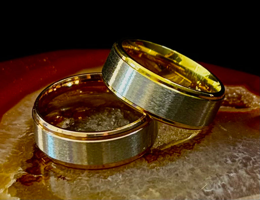 Affordable Wedding Band – Stainless Steel & Titanium Ring (Gold or Rose Gold)