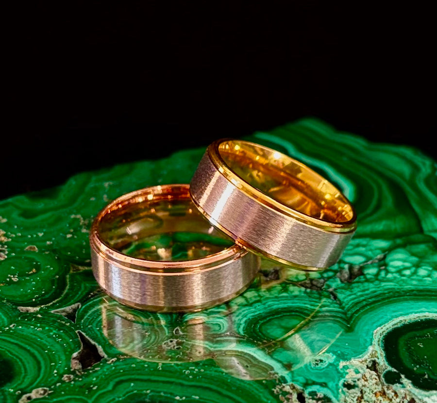 Affordable Wedding Band – Stainless Steel & Titanium Ring (Gold or Rose Gold)