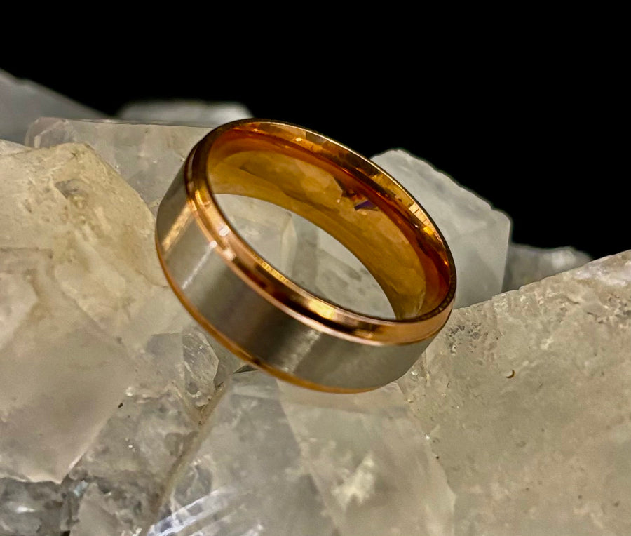Affordable Wedding Band – Stainless Steel & Titanium Ring (Gold or Rose Gold)