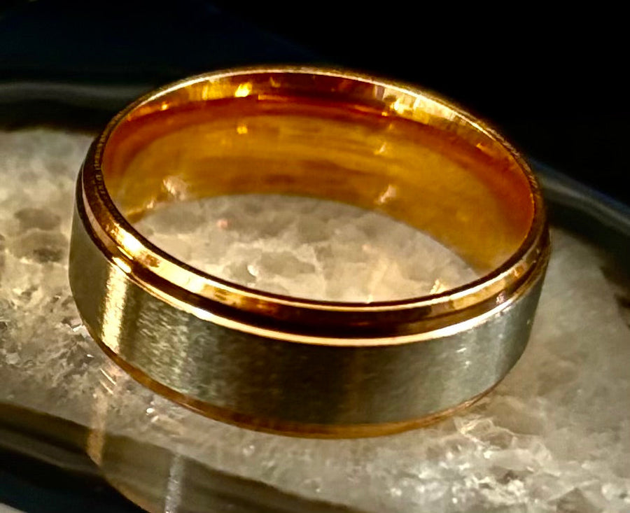Affordable Wedding Band – Stainless Steel & Titanium Ring (Gold or Rose Gold)