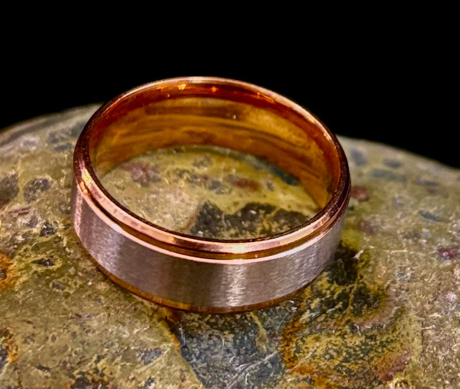 Affordable Wedding Band – Stainless Steel & Titanium Ring (Gold or Rose Gold)