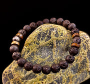 Men’s Lava Rock & Black Stone Bracelet – Natural Blue, Gray or Brown Accent Stones | Medium–Large Wrist