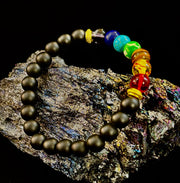 7 Chakra & Black Onyx Reiki-Infused Balance & Protection Bracelet (Medium Wrist)