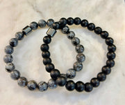 Black & Gray Faux Stone Bracelet Set (Set of 2)