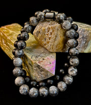 Black & Gray Faux Stone Bracelet Set (Set of 2)