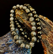 Black & Gray Faux Stone Bracelet Set (Set of 2)
