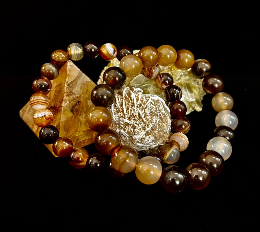Coffee Striped Agate Energy Bracelet – Reiki Infused | 8mm or 10mm (Medium Wrists)