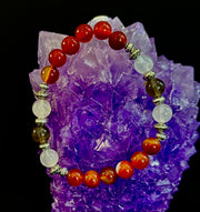 Grief & Loss Support Intention Bracelet – Reiki-Infused Carnelian, Rose Quartz & Smoky Quartz
