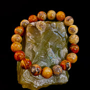 Reiki-Infused Crazy Lace Agate Strength & Stability Bracelet – 10mm Beads (Medium Wrist)