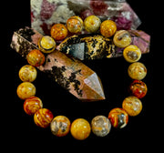 Reiki-Infused Crazy Lace Agate Strength & Stability Bracelet – 10mm Beads (Medium Wrist)