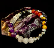 Renewal & Strength Addiction Recovery Bracelet – Carnelian, Amethyst, Rose Quartz, Hematite & Selenite