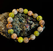 Reiki-Infused Earth Harmony Jasper Bracelet – 10mm Grounding & Balance Beads (Medium Wrists)