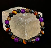 Tranquil Focus Bracelet – Amethyst, Tiger Eye & Smoky Quartz
