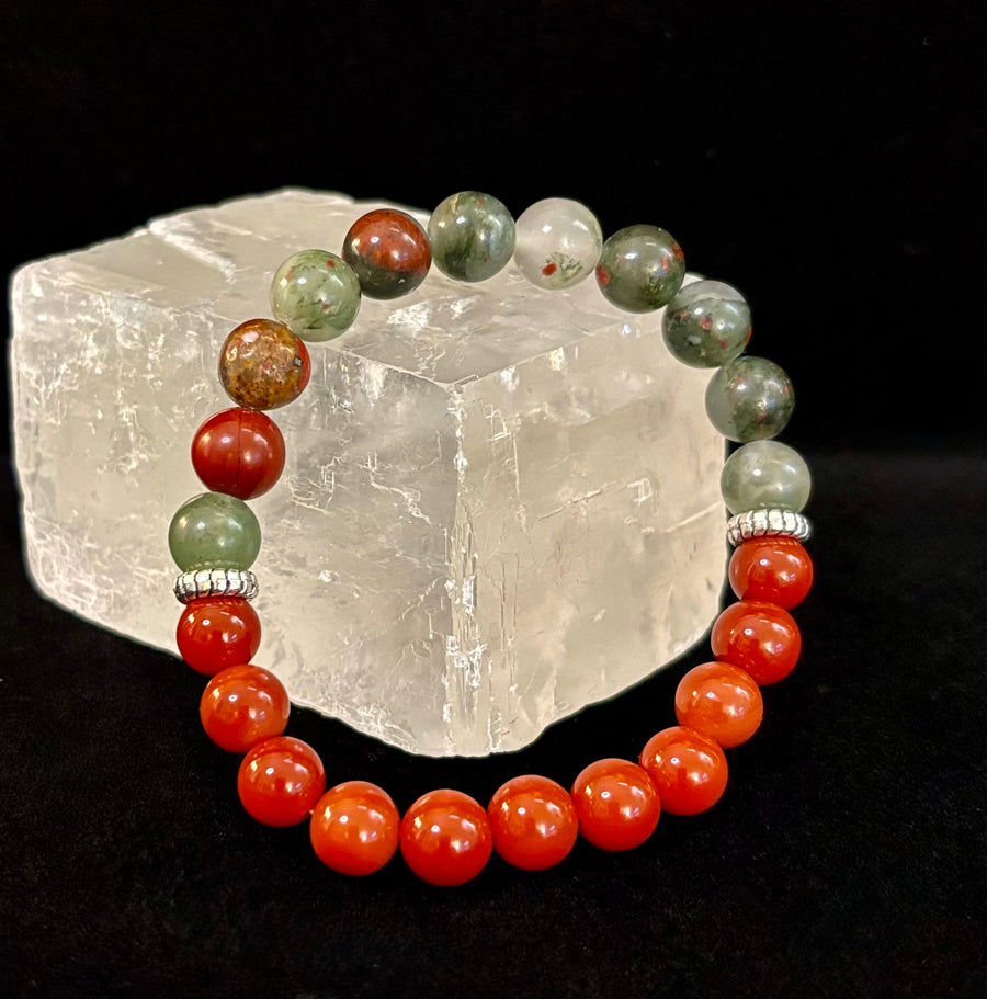 Health & Wellness Intention Bracelet – Reiki-Infused Carnelian & African Bloodstone