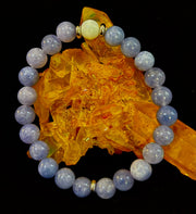 Angelic Harmony Bracelet – Angelite & White Porcelain Stone (Reiki-Infused | Medium Wrists)