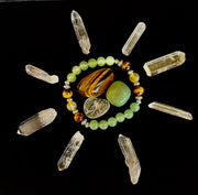 Abundance & Luck Intention Bracelet – Reiki-Infused Citrine, Tiger Eye & Green Aventurine