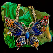 Statement Butterfly Necklace – Bold Enamel Butterfly Pendant in Purple or Blue