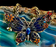 Statement Butterfly Necklace – Bold Enamel Butterfly Pendant in Purple or Blue
