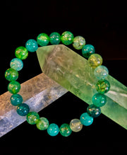 Green Dragon Vein Agate Beaded Bracelet – Natural Stone Jewelry (8mm/10mm)