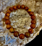 Wood Lace Agate 8mm Reiki-Infused Grounding & Manifestation Bracelet (Medium-Large Wrists)