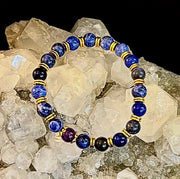 Reiki-Infused ANXIETY SUPPORT Bracelet – Sodalite & Amethyst with Gold Accents
