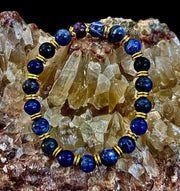 Reiki-Infused ANXIETY SUPPORT Bracelet – Sodalite & Amethyst with Gold Accents