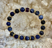 Reiki-Infused ANXIETY SUPPORT Bracelet – Sodalite & Amethyst with Gold Accents