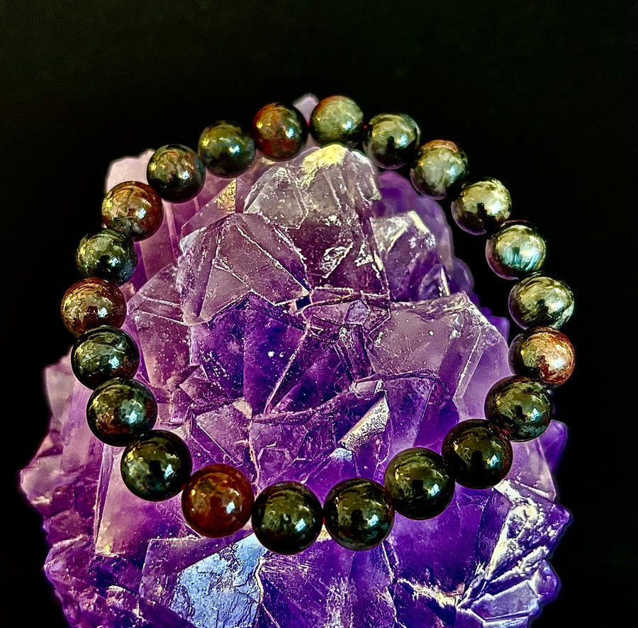 Astrophyllite with Garnet Bracelet – Grounded Transformation & Passionate Strength (8mm Beads)