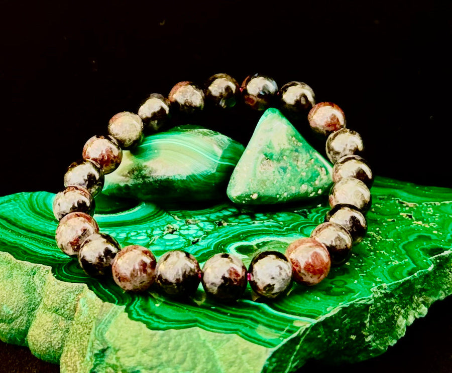 Astrophyllite with Garnet Bracelet – Grounded Transformation & Passionate Strength (8mm Beads)