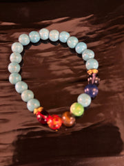 Chakra Healing Bracelet – Turquoise Howlite Energy Beads with Chakra Stones