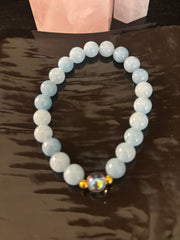 Courage - Aquamarine and White Crystal Beaded Bracelet
