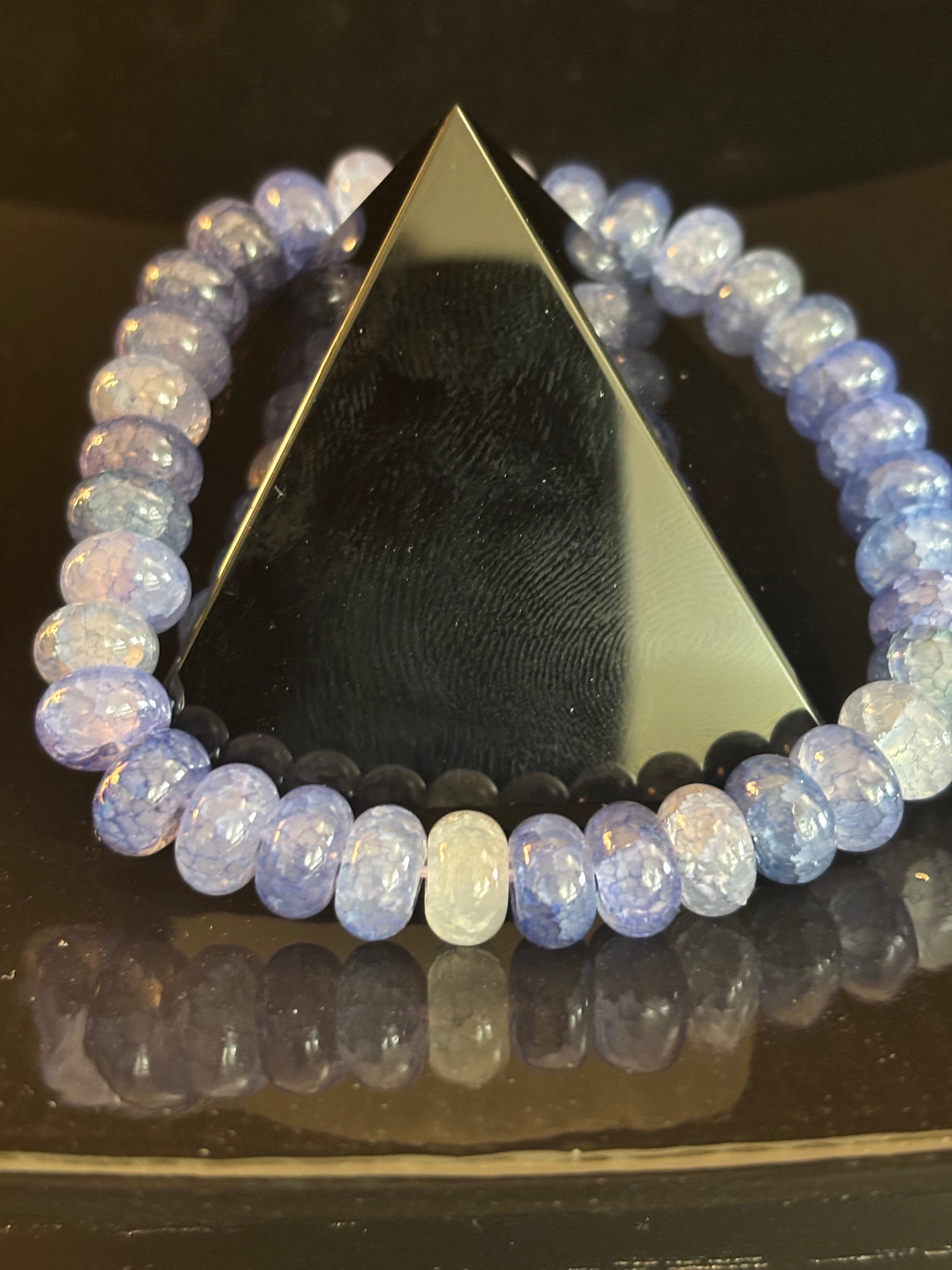 Blue Agate Intuition & Serenity Bracelet – Faceted Rondelle Beads (Medium Wrists)