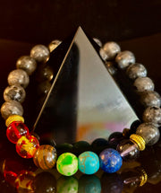 Chakra & Black Spectrolite Energy Balance Bracelet
