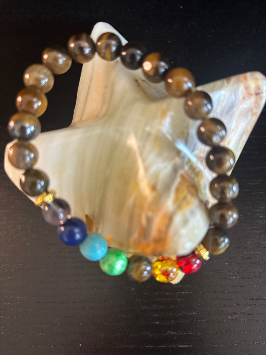 🐅 Tiger Eye Chakra Healing Bracelet – Strength, Protection & Balanced Energy (8mm)
