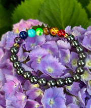 Chakra Healing Reiki-Infused Bracelet with Hematite - Grounding, Protection & Balance