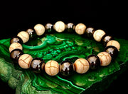 Black and White - Hematite and Veined White Stones - 8"-8.5" - Large and XL Wrists