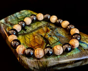 Black and White - Hematite and Veined White Stones - 8"-8.5" - Large and XL Wrists