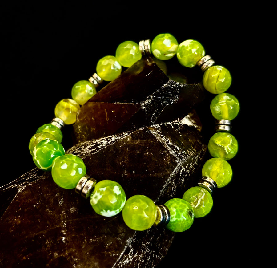 Green Lime Agate - 8"-8.5" - Large and XL Wrists