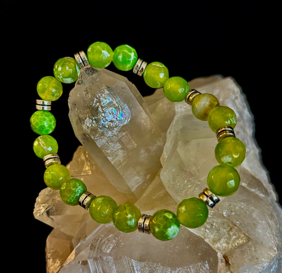 Green Lime Agate - 8"-8.5" - Large and XL Wrists