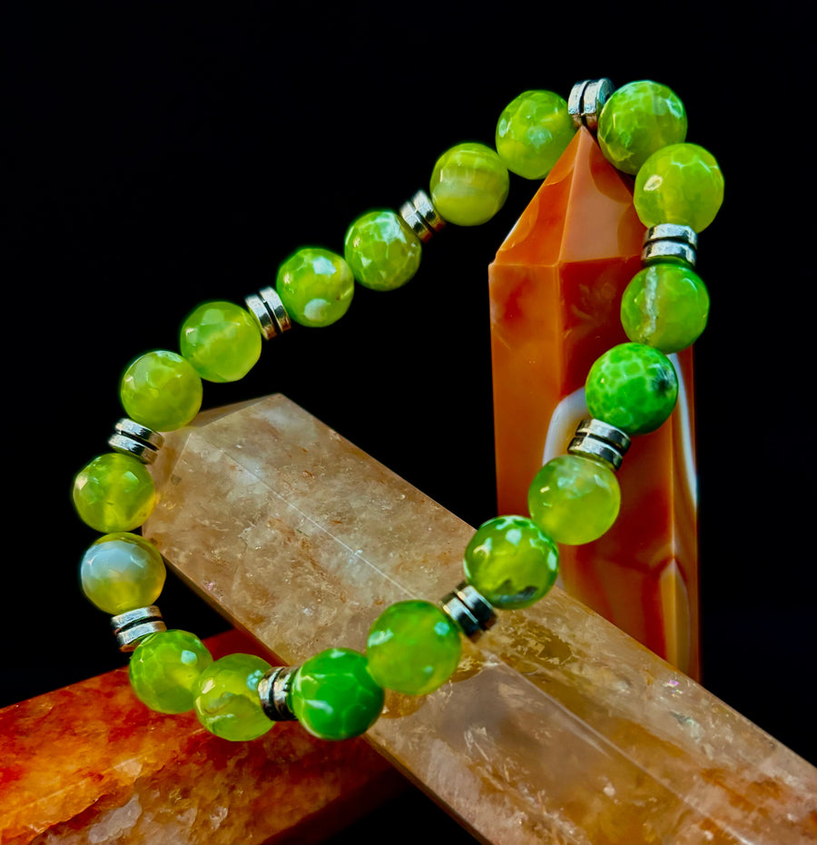 Green Lime Agate - 8"-8.5" - Large and XL Wrists