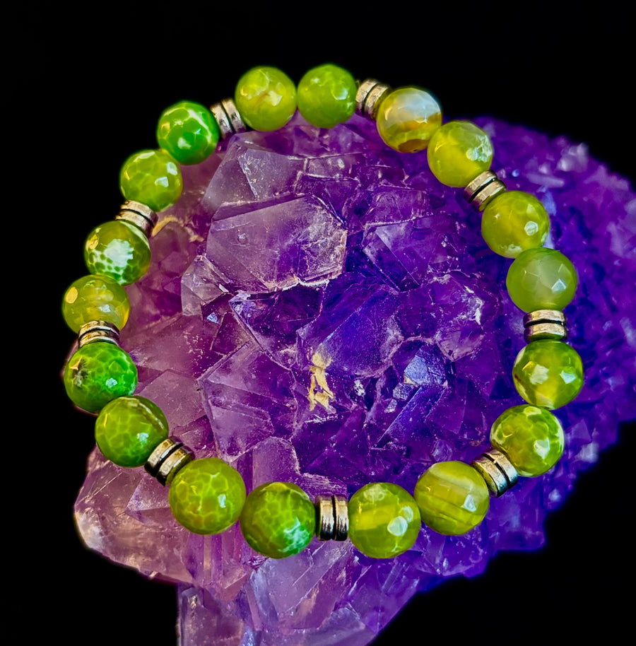 Green Lime Agate - 8"-8.5" - Large and XL Wrists