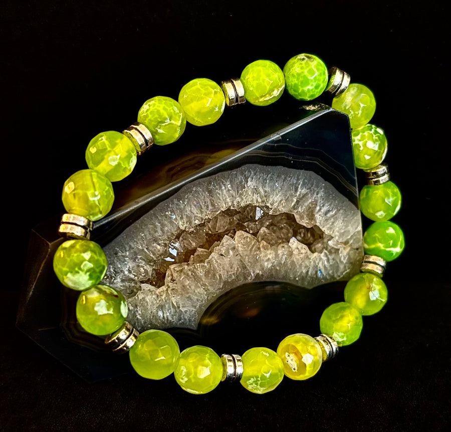 Green Lime Agate - 8"-8.5" - Large and XL Wrists