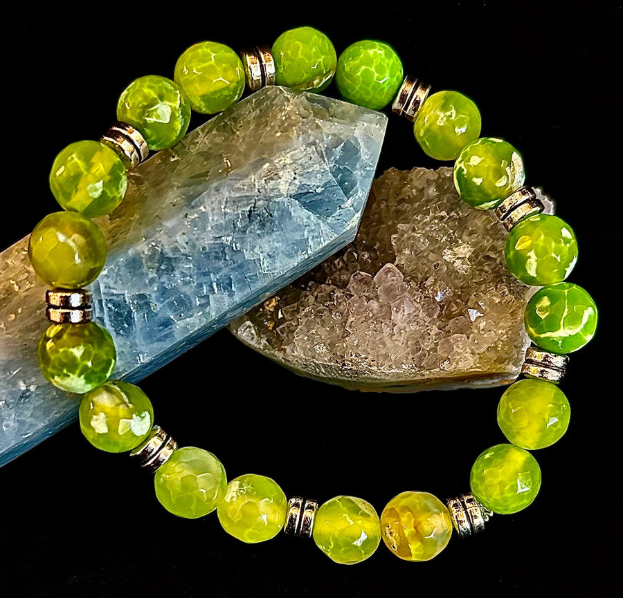 Green Lime Agate - 8"-8.5" - Large and XL Wrists