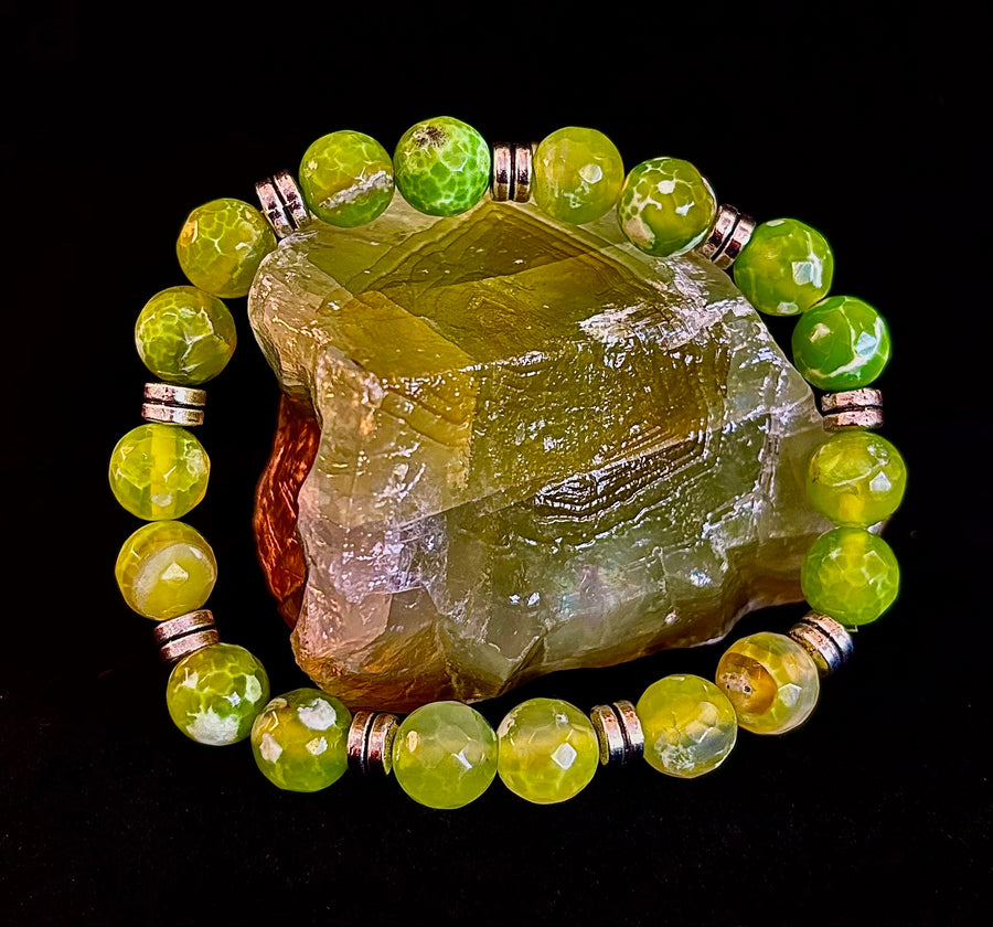 Green Lime Agate - 8"-8.5" - Large and XL Wrists