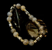 Dragon Vein Agate with Silver Spacers - 8"-8.5" - Large and XL Wrists