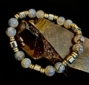 Dragon Vein Agate with Silver Spacers - 8"-8.5" - Large and XL Wrists